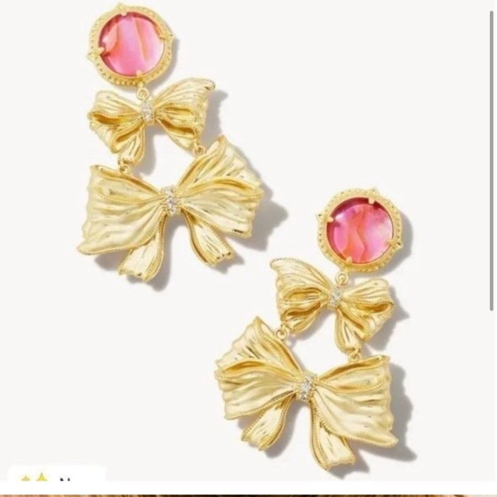 Loveshackfancy Kendra Scott bow earrings in pink…new with tags and pink dust bag